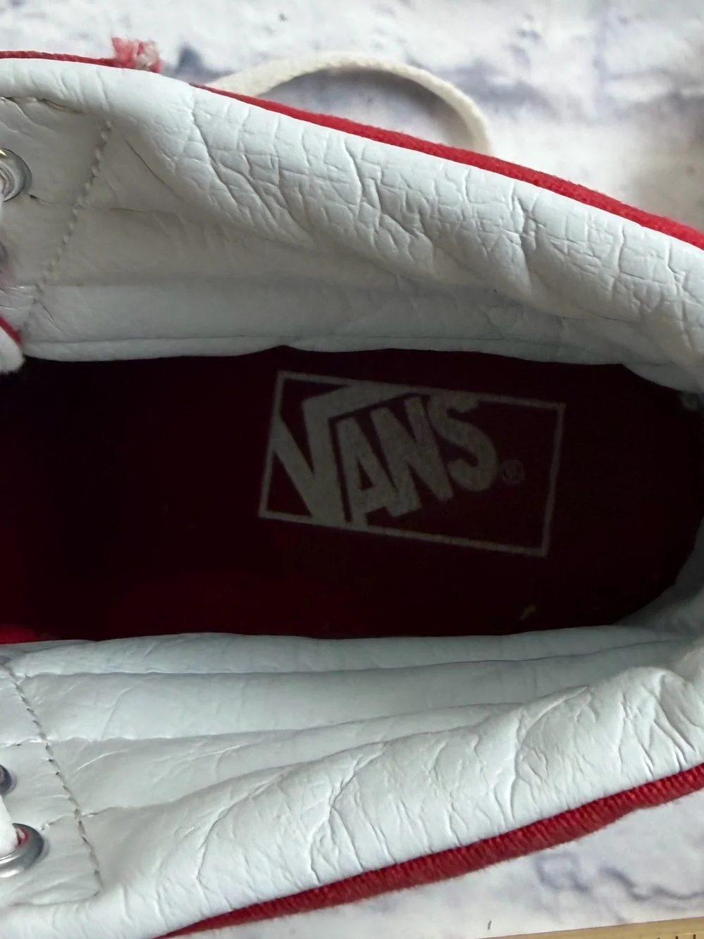 Vans Red Off The Wall Canvas High Top Sneakers. Mens size 6.5/Women’s Size 8
